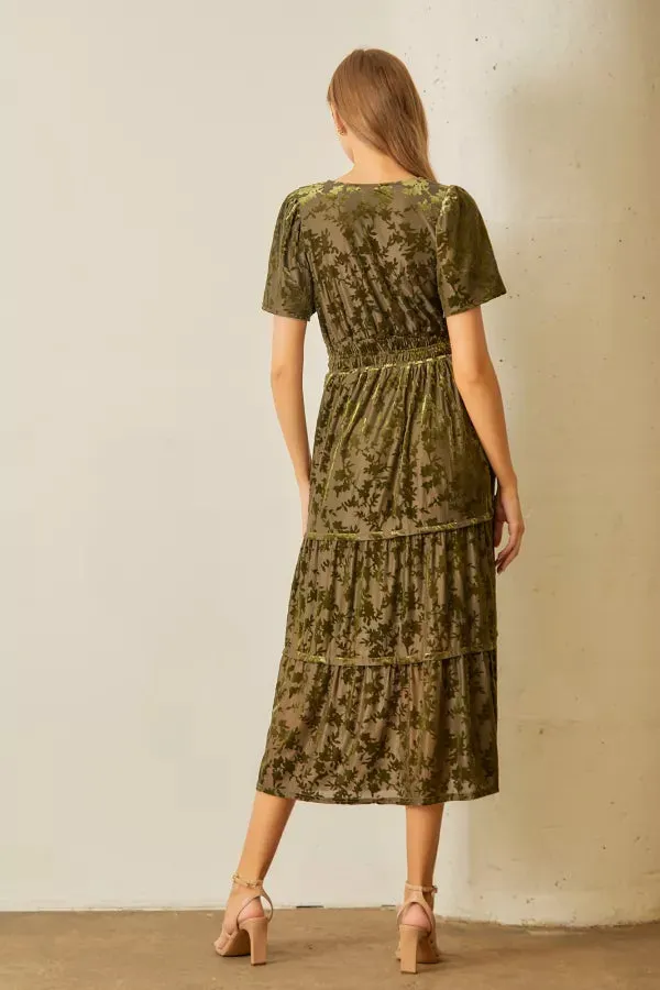 The Gracelyn Velvet Maxi Dress in Olive - FINAL SALE