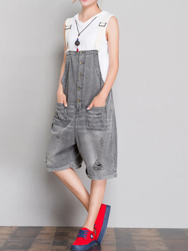 The Meaning Of Simplicity Ripped Romper Overall Dungarees