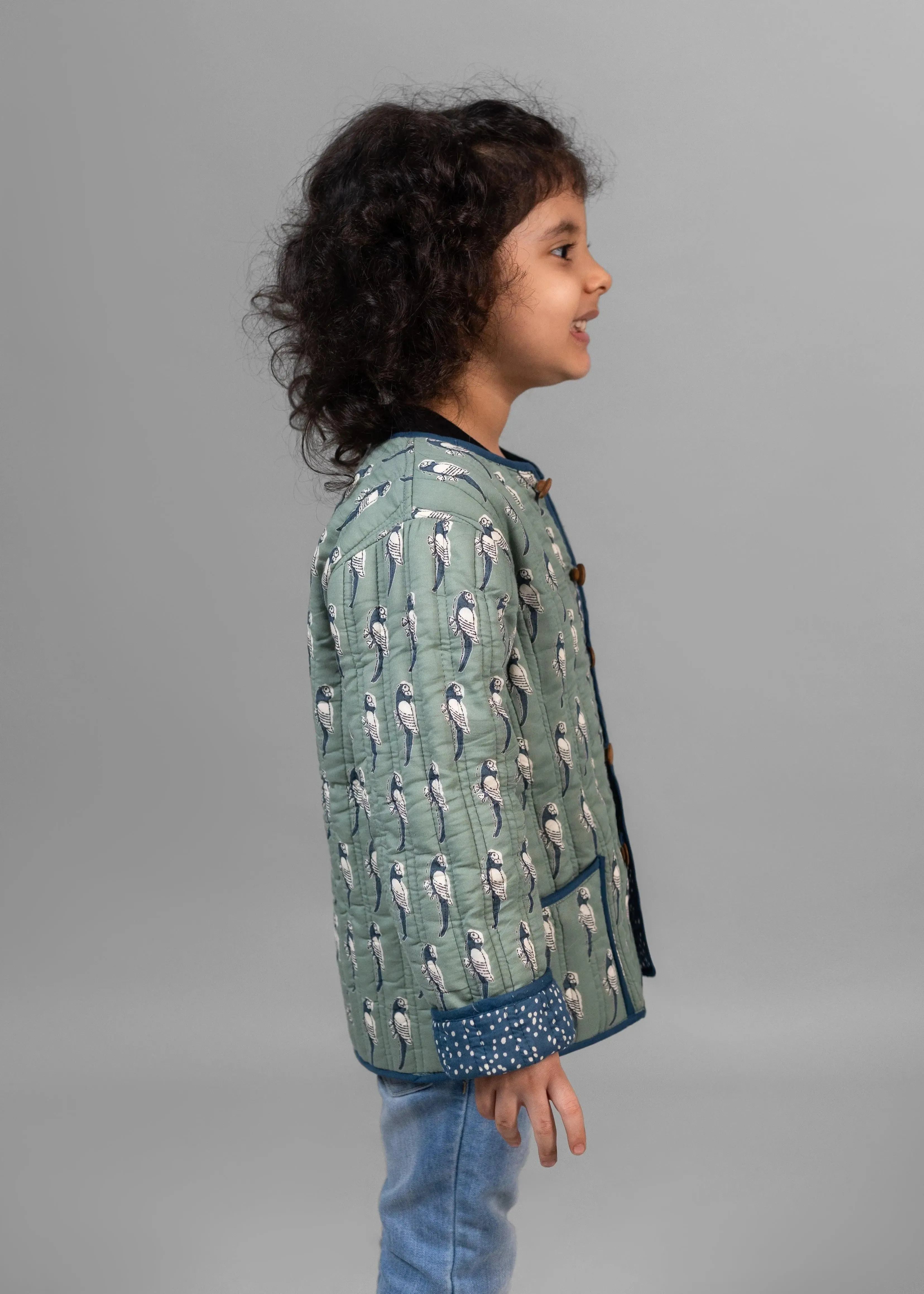 Tota/Snow Sage & Blue 100% Cotton Reversible Coat Unisex (1-12 Years)