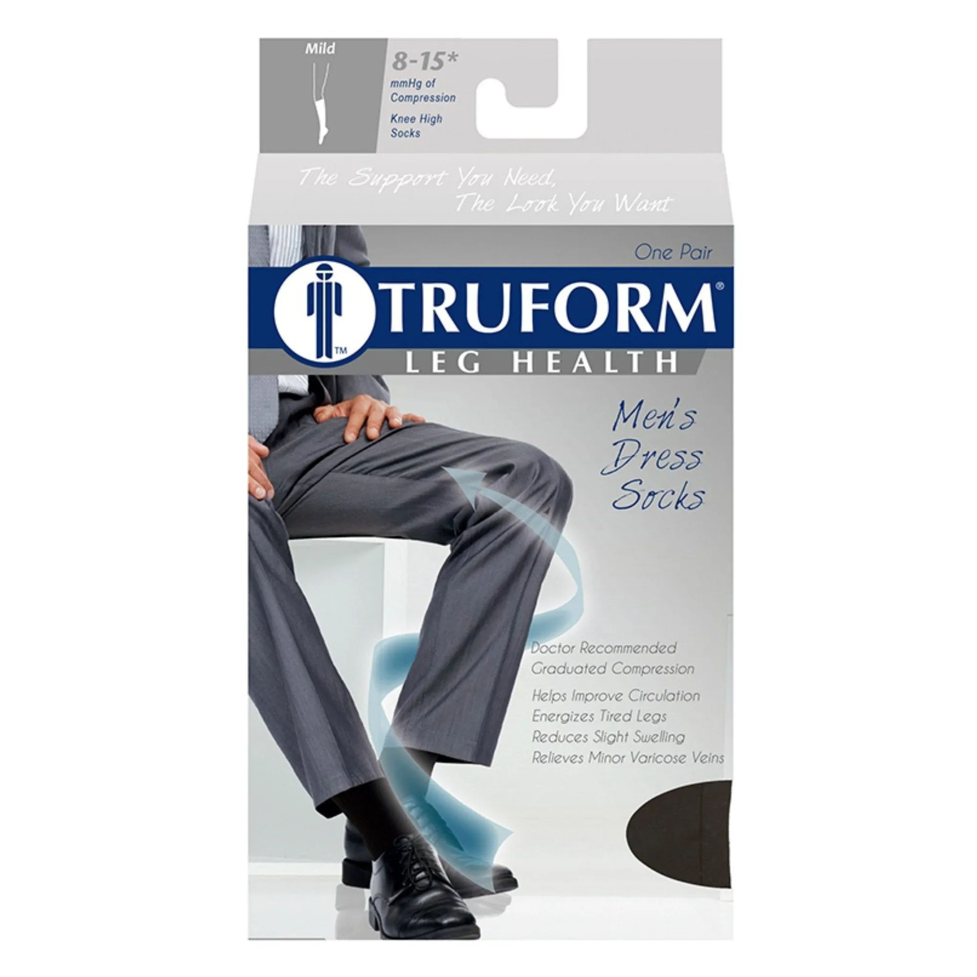 TRUFORM® Men's Dress Knee High 8-15 mmHg