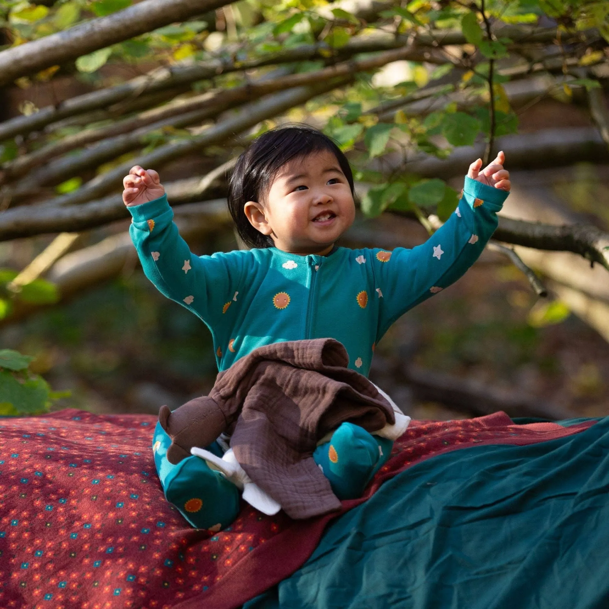 Turquoise Skies Organic Zip Romper