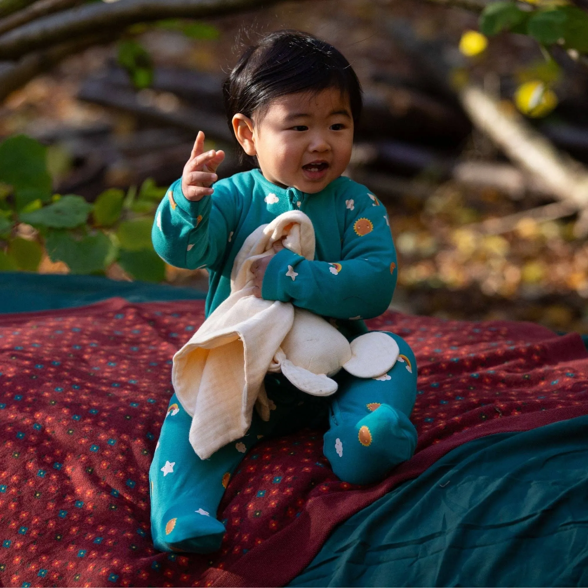 Turquoise Skies Organic Zip Romper