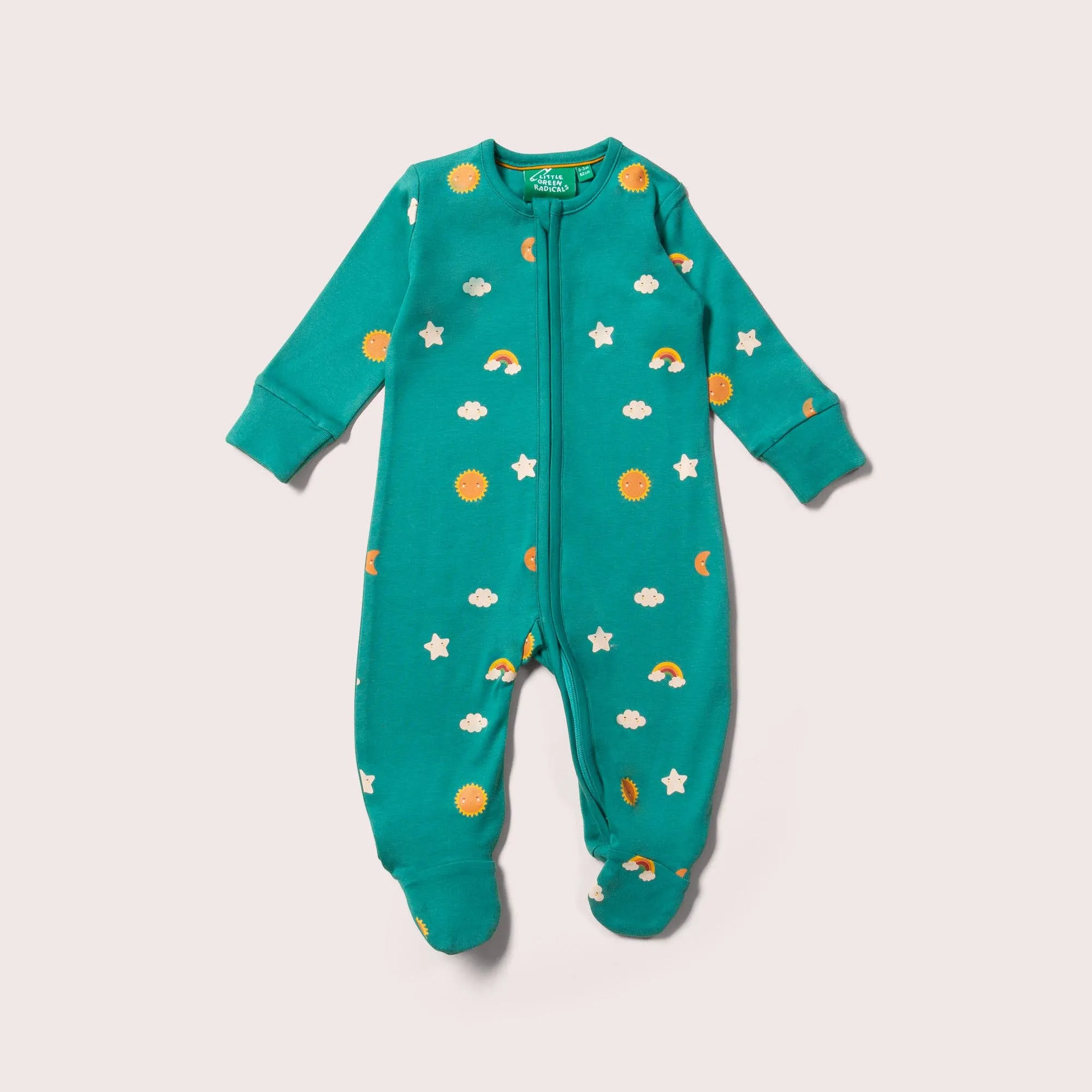 Turquoise Skies Organic Zip Romper