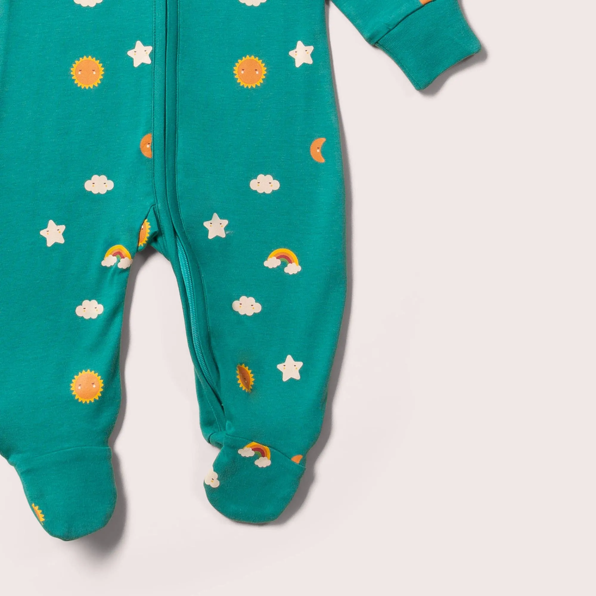 Turquoise Skies Organic Zip Romper