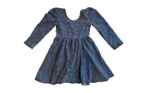 Twirly Shoulder Detail Dress in Blue Dots