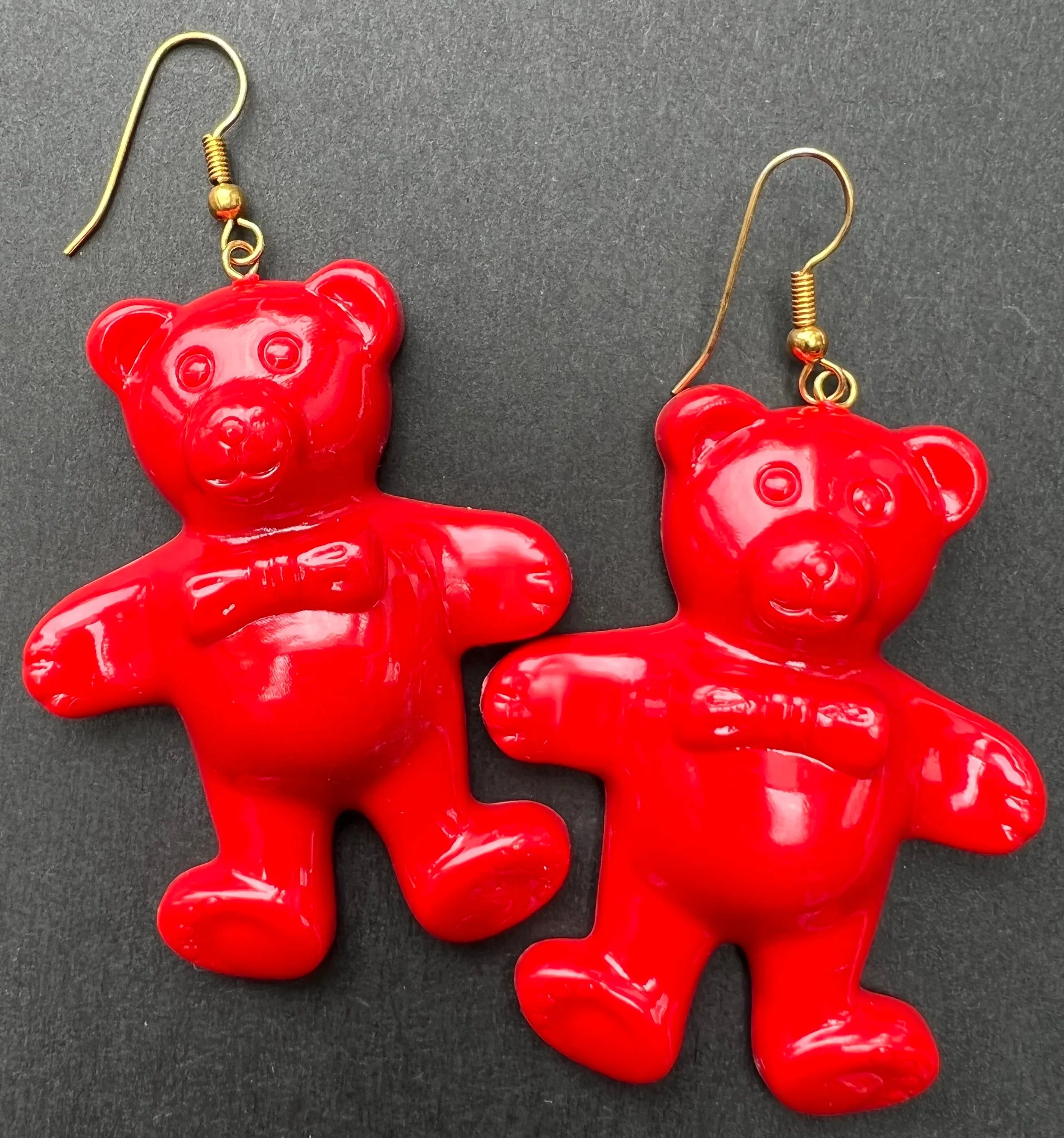 Very 1980s Colourful Big Teddy Bear Earrings - 5.5cm tall.