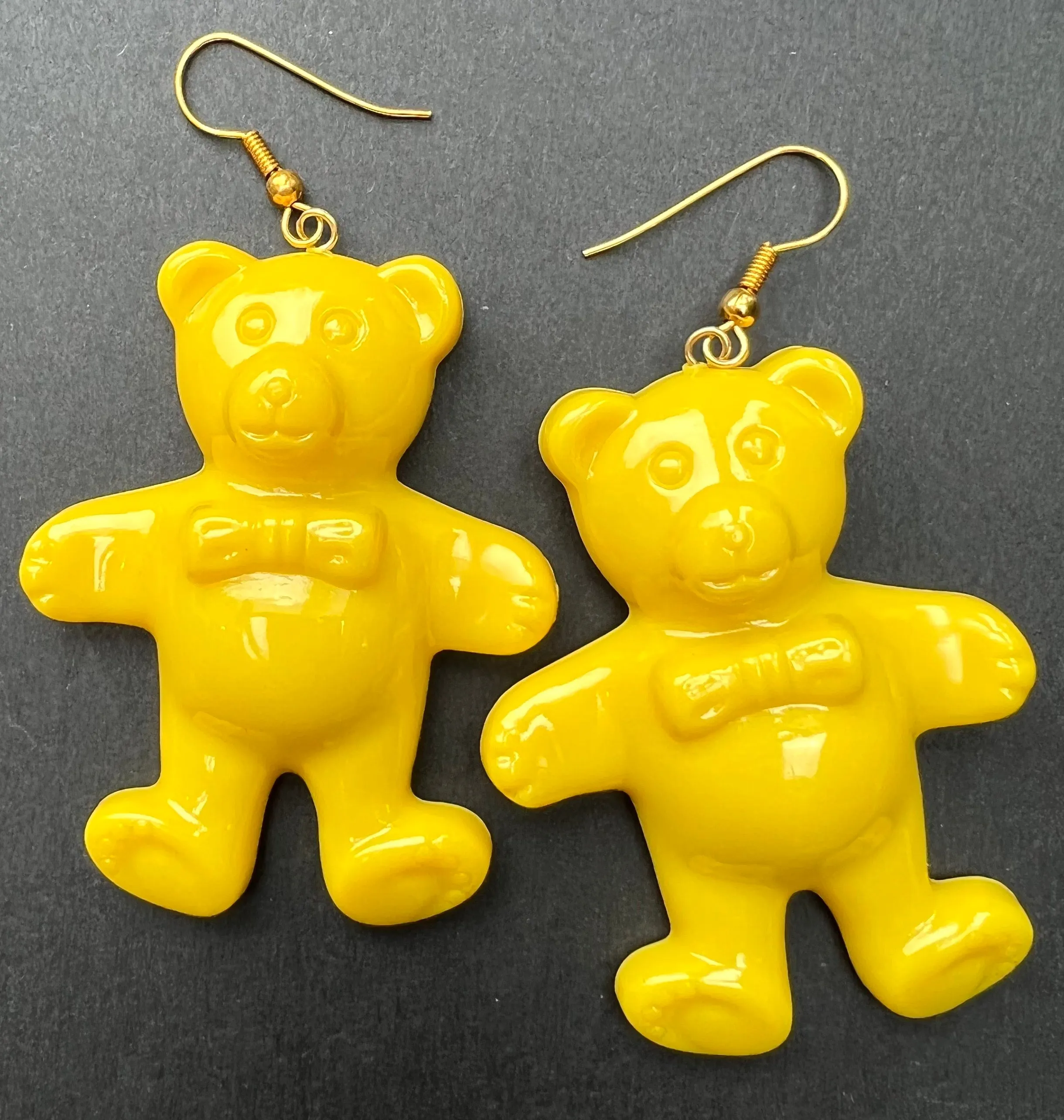 Very 1980s Colourful Big Teddy Bear Earrings - 5.5cm tall.