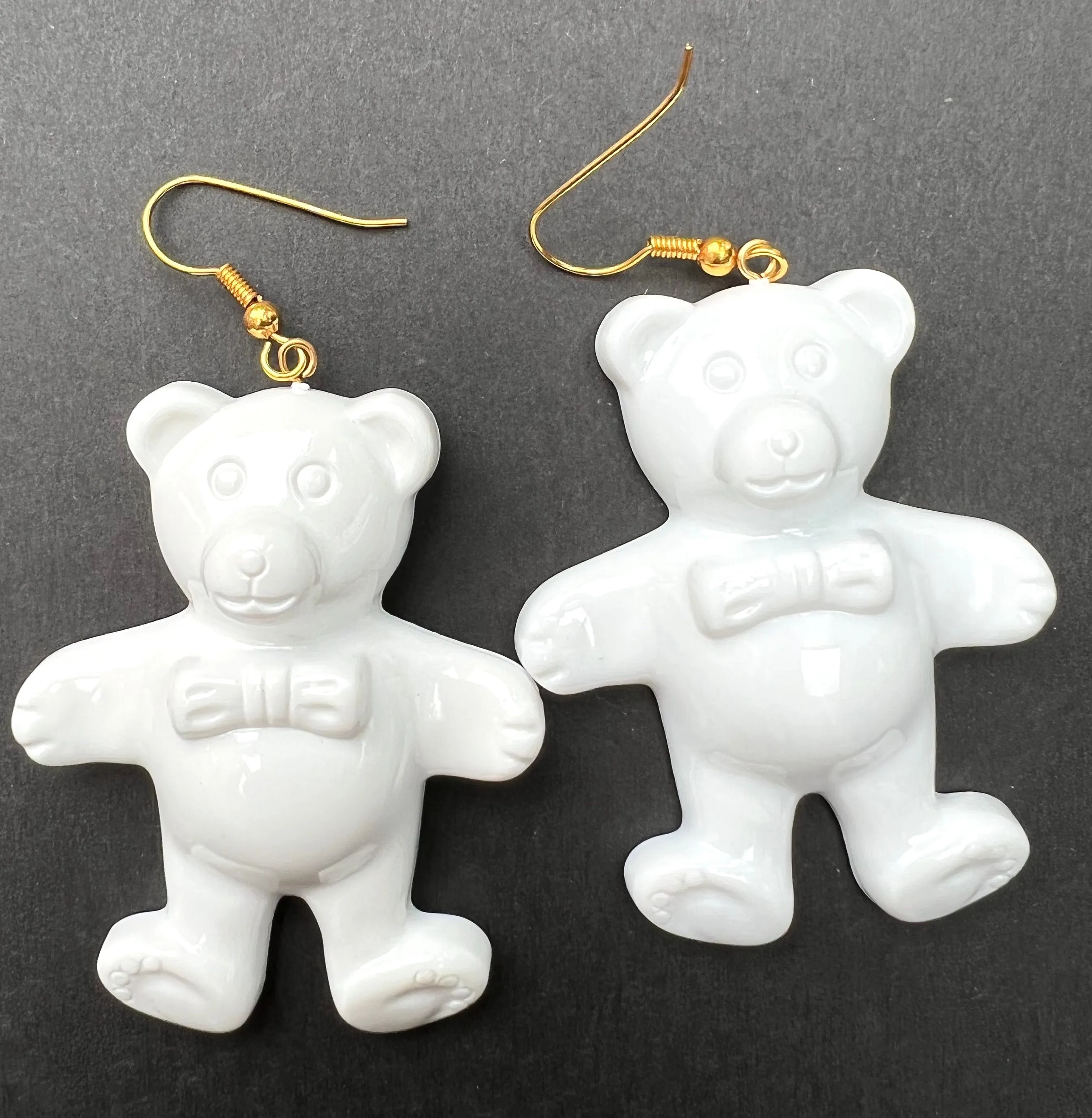 Very 1980s Colourful Big Teddy Bear Earrings - 5.5cm tall.