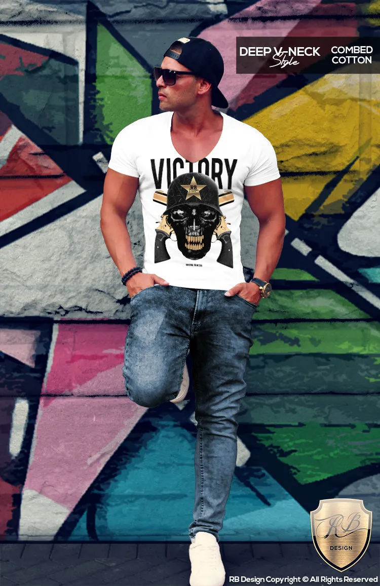 Victory Skull Men's T-shirt Army Warrior Soldier Bullet RB Design Tank Top MD593