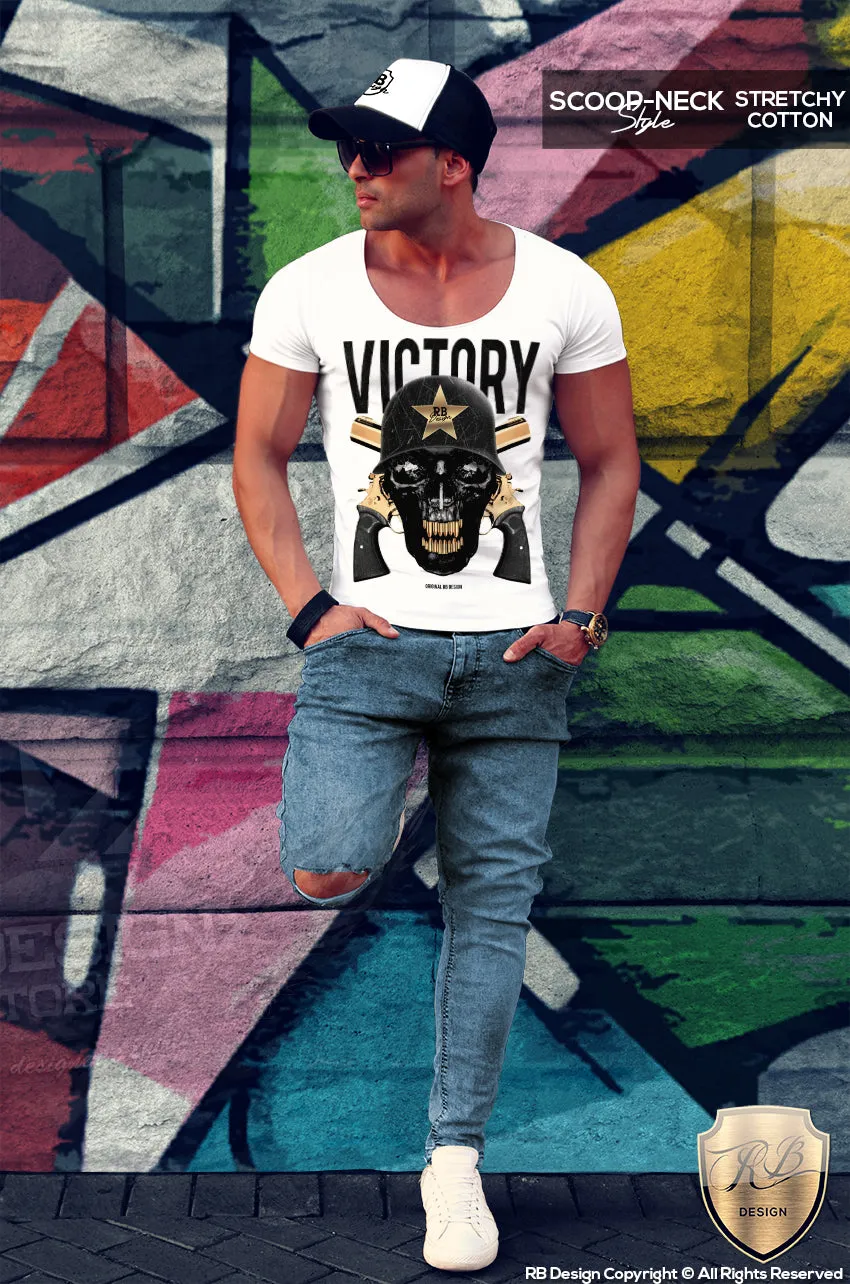 Victory Skull Men's T-shirt Army Warrior Soldier Bullet RB Design Tank Top MD593