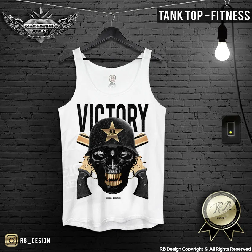 Victory Skull Men's T-shirt Army Warrior Soldier Bullet RB Design Tank Top MD593