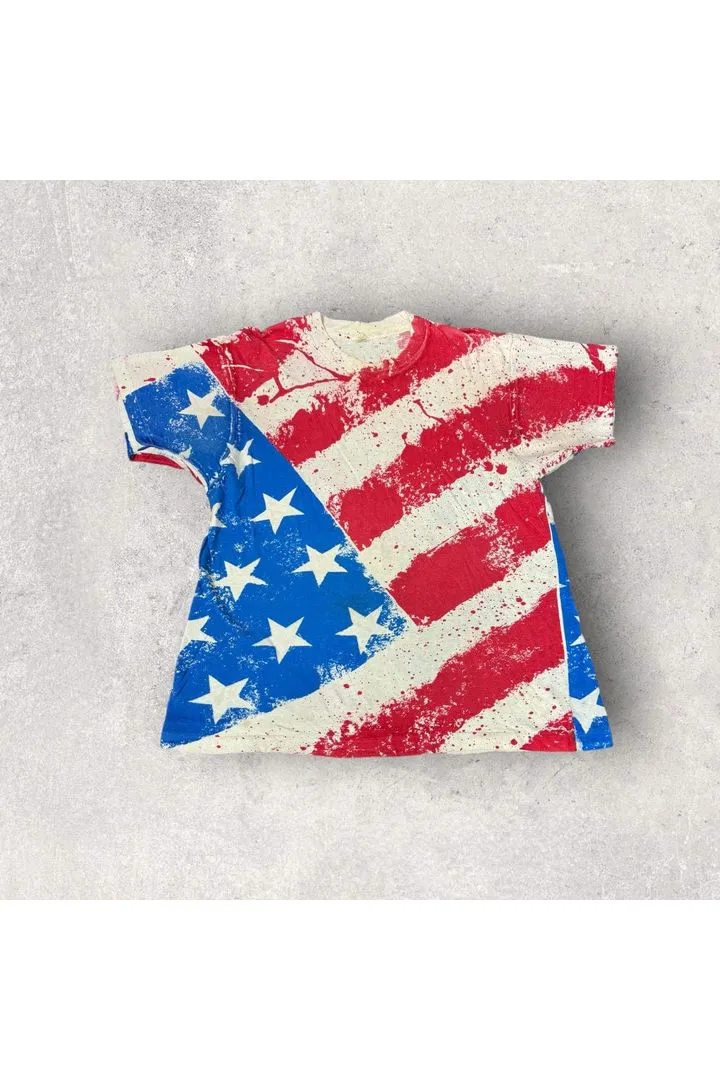 Vintage Best Screen Stars American Flag All Over Print Tee- XL (Fits M/L)