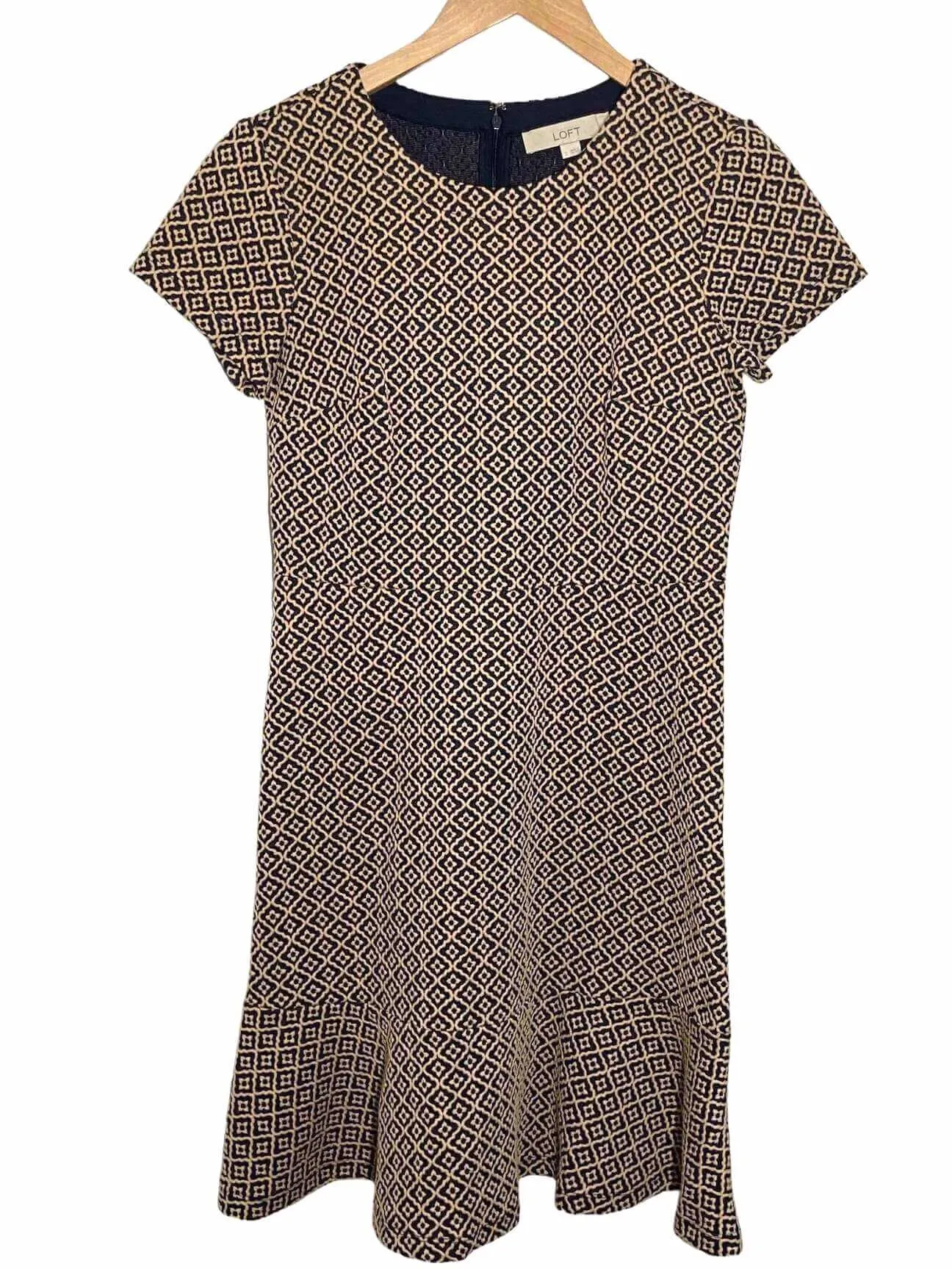 Warm Autumn Damask Print Peplum Dress