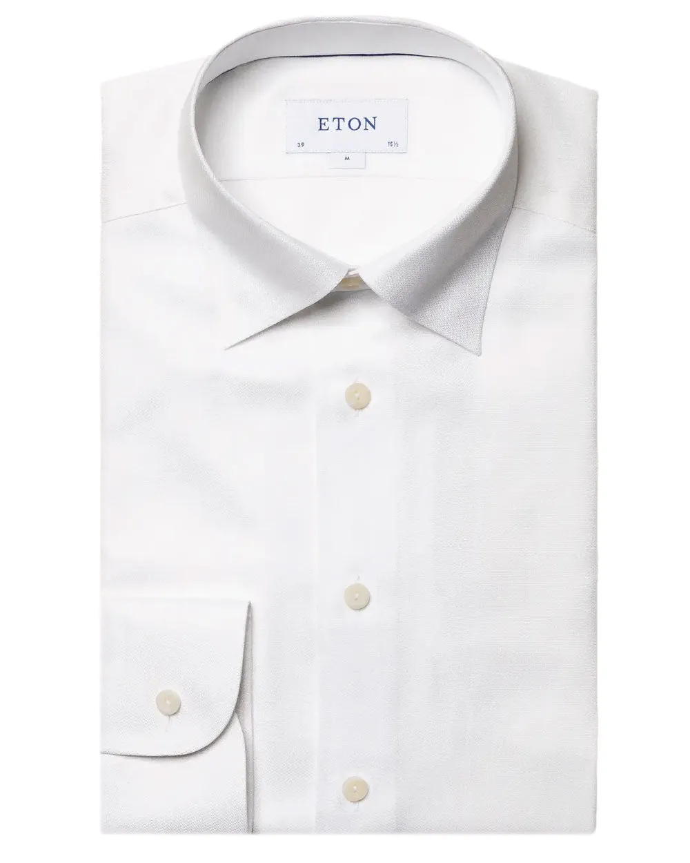 White Stretch Knit-Effect Dress Shirt