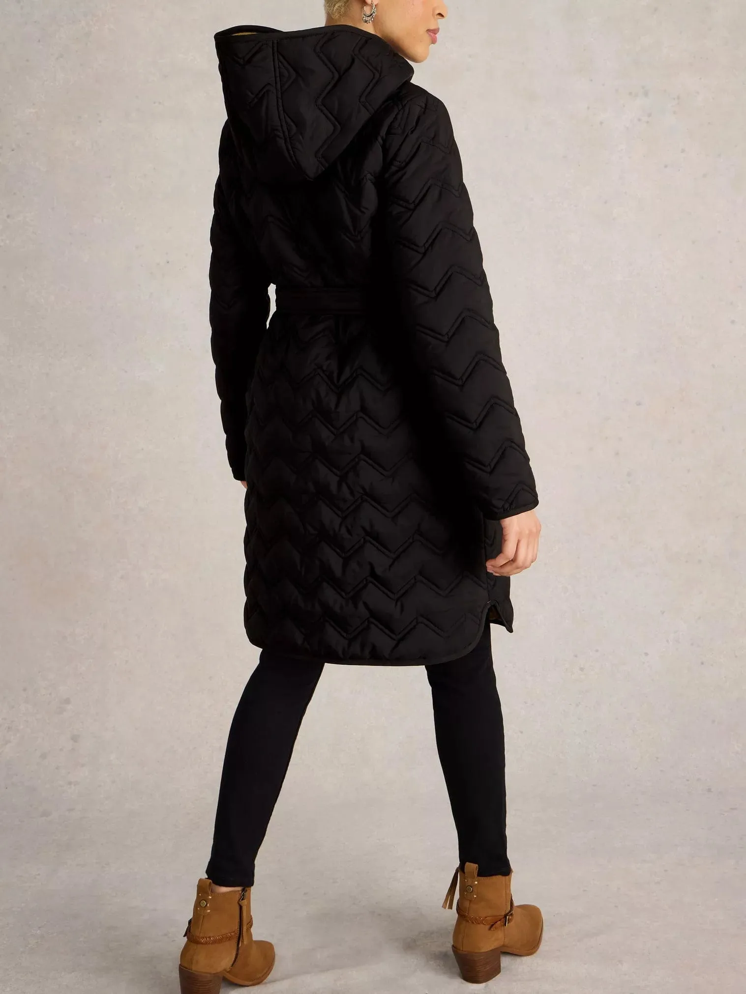 White Stuff Arlet Quilted Coat in Black