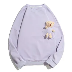 WLS Teddy Patchwork Round Collar Sweatshirt