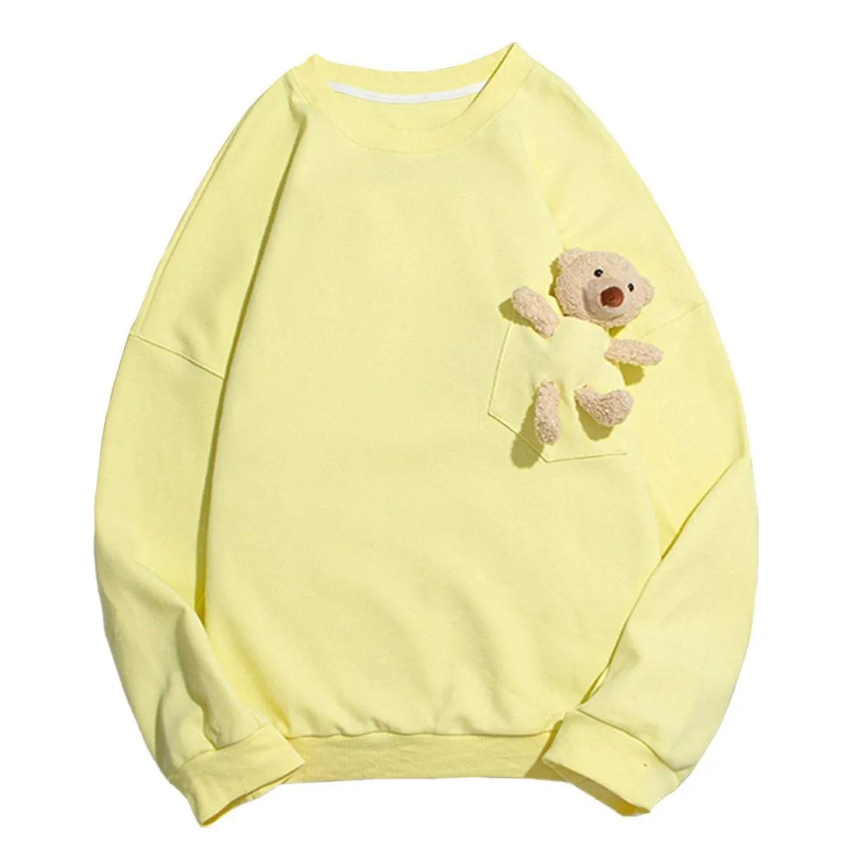 WLS Teddy Patchwork Round Collar Sweatshirt