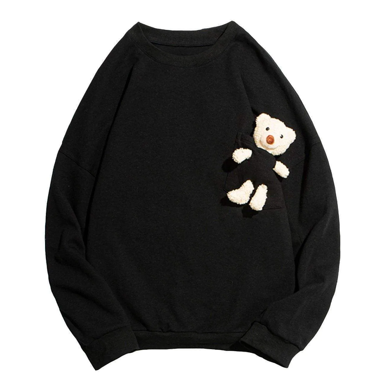 WLS Teddy Patchwork Round Collar Sweatshirt