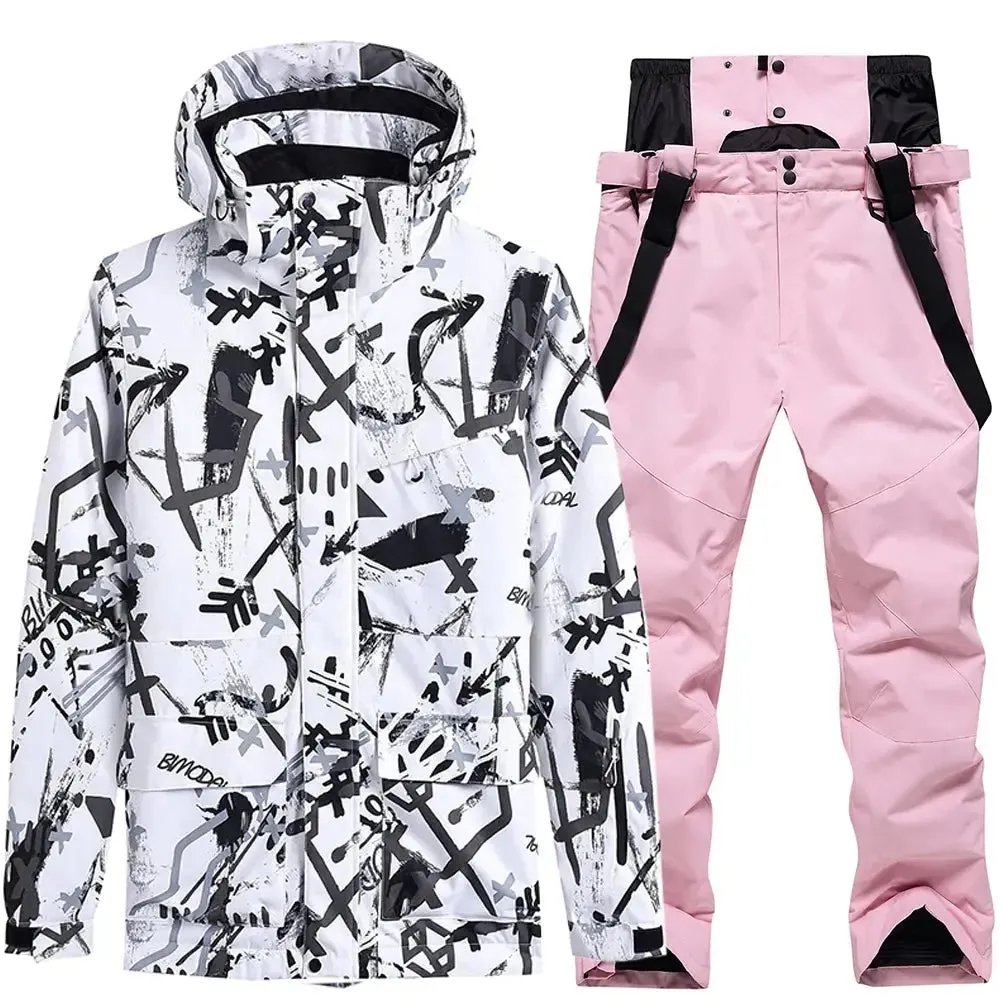 Women's Ski Cargo Jacket & Overall Pants Snow Suits