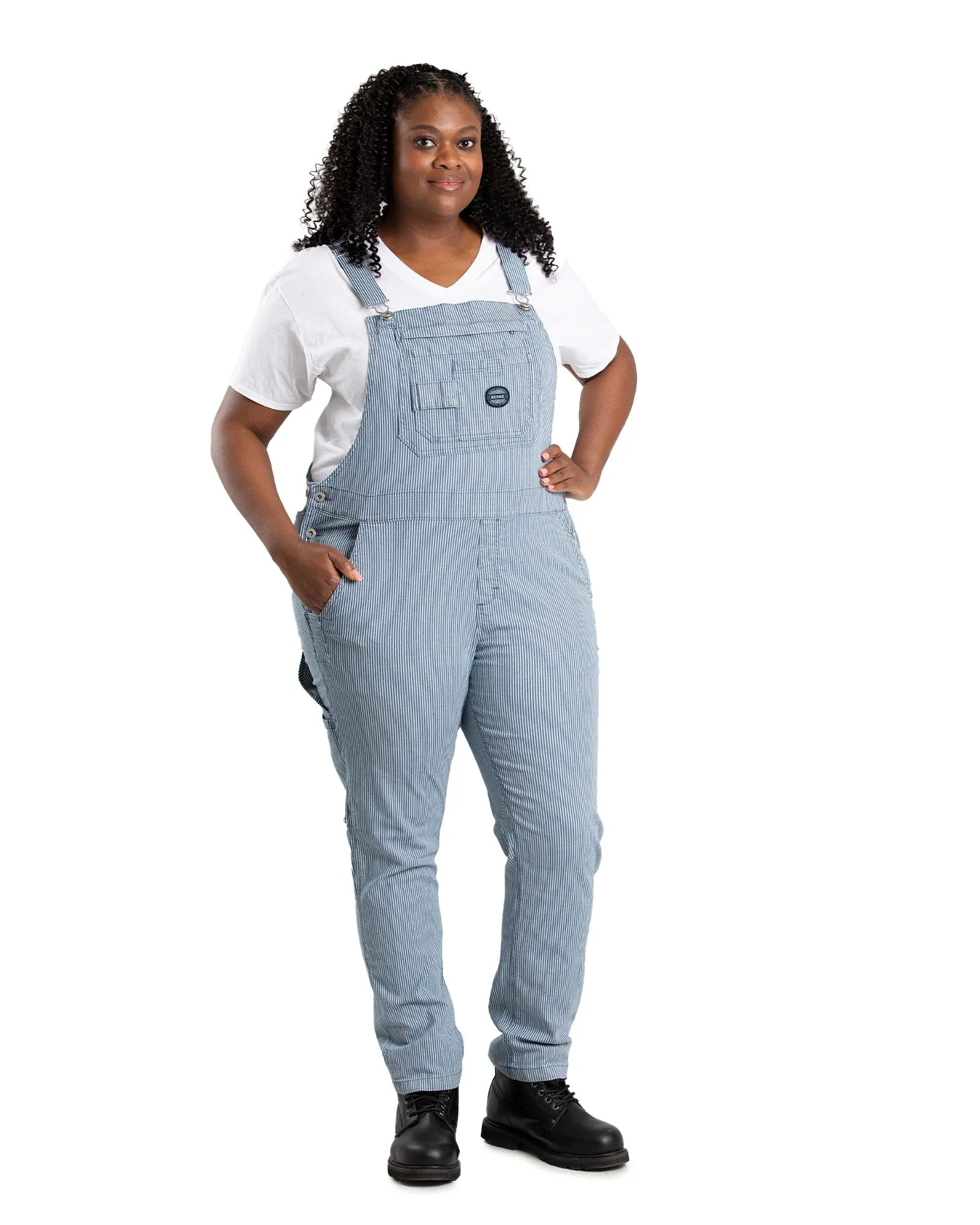 Women's Vintage Washed Flex Hickory Stripe Bib Overall