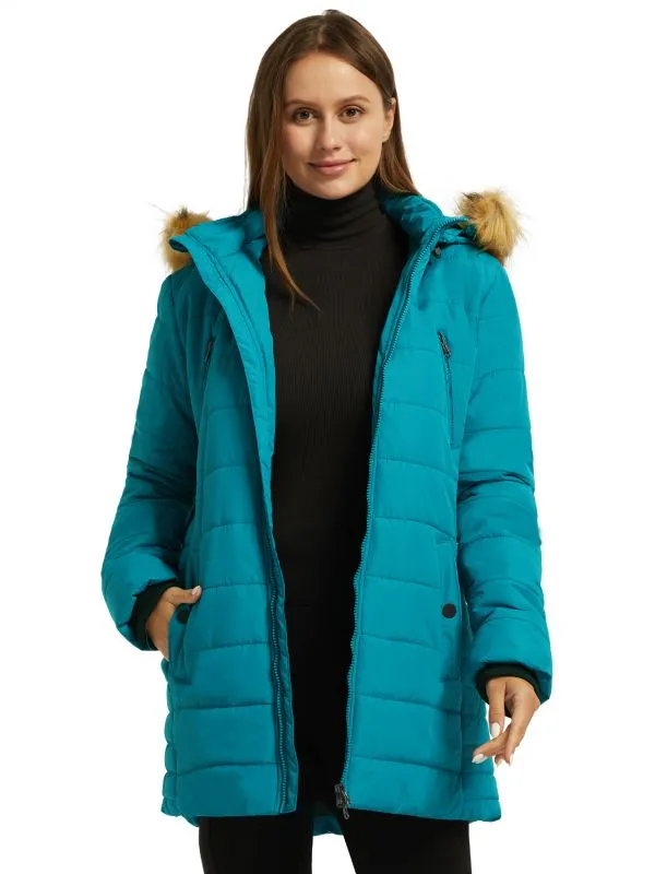 Womens Winter Coat With Faux Fur Hood