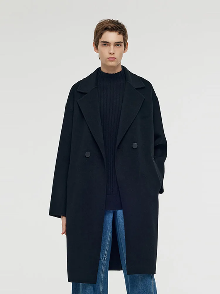 Wool Cashmere Double-Faced Unisex Mid-Length Coat