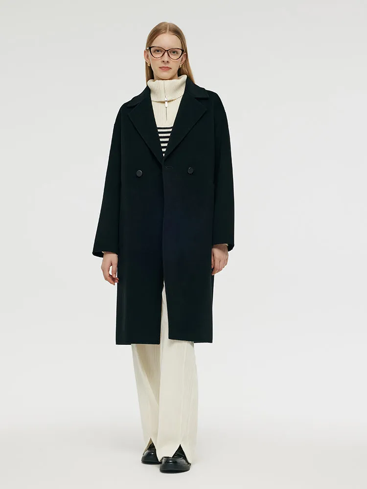 Wool Cashmere Double-Faced Unisex Mid-Length Coat